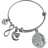 Pammytail I Love You to the Moon and Back Charm Bracelet Stainless Steel Expandable Bangle