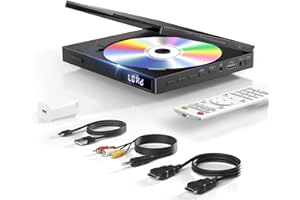 Portable DVD Player for TV, All Region Free DVD Player with HDMI RCA Cable, Mini CD/DVD Players Support USB, NTSC/PAL, Memory