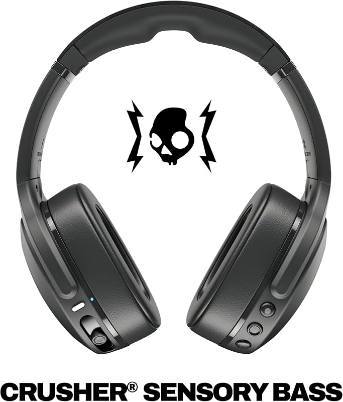 Crusher Evo Cuffie Wireless Over-Ear con Bluetooth, Bassi Multisensoriali, Cancellazione Attiva del Rumore, 40 Ore di Autonomia - Nero