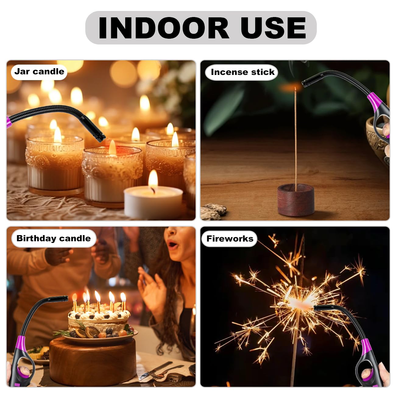 4 Pack Lighter Refillable Butane Lighters, Candle Lighters for Candle Camping Fireplace Party BBQ Grill(No Fuel)