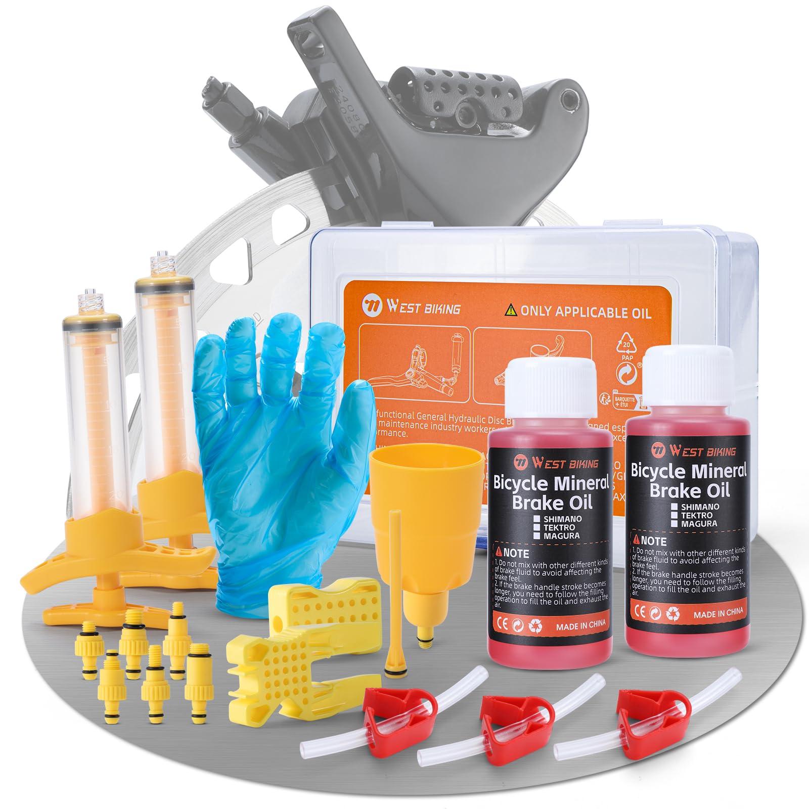 West Biking Professional Hydraulic Disc Brake Bleed Kit for All DOT Code5 Code R Juicy J3 J5 J7 Ultimate Elixir E1 E3 E5 E7 Er Xx Xo Formula R1 Rx K24 K18 Hayes Bngal Hope Quad Avid