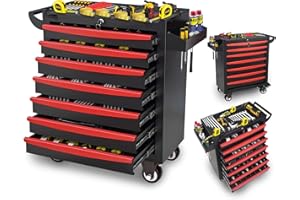 Barphygo 7-Drawer Rolling Tool Box, Tool Chest with Wheels & Lock Garage Storage Cabinets Tool Cart on Wheels, Craftsman Toolbox Organization Workbench for Garage, Workshop, Warehouse & Repair Shop