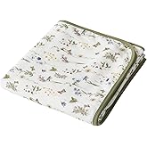 Little Jump Boho Vintage Floral Muslin Blanket Baby Quilt - Silky Soft and Breathable Crib Blanket for Daycare - Large 47" x 47" - 2 Layers Toddler Summer Blankets for Girls (Wildflower and butterfly)