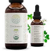 HerbEra USDA Organic Chickweed Alcohol-Free Liquid Extract Tincture &ndash; Skin &amp; Digestive Wellness, Stellaria Media Dried Herb, Cleansing Support, Vegan, Herbal Supplement (2 fl oz)
