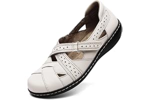 Irrefour Women's Classic Genuine Leather Casual Loafer Cute Slip-On Fashion Closed Toe Flat Sandal Comfy Work Sandal Everyday Walking Shoe