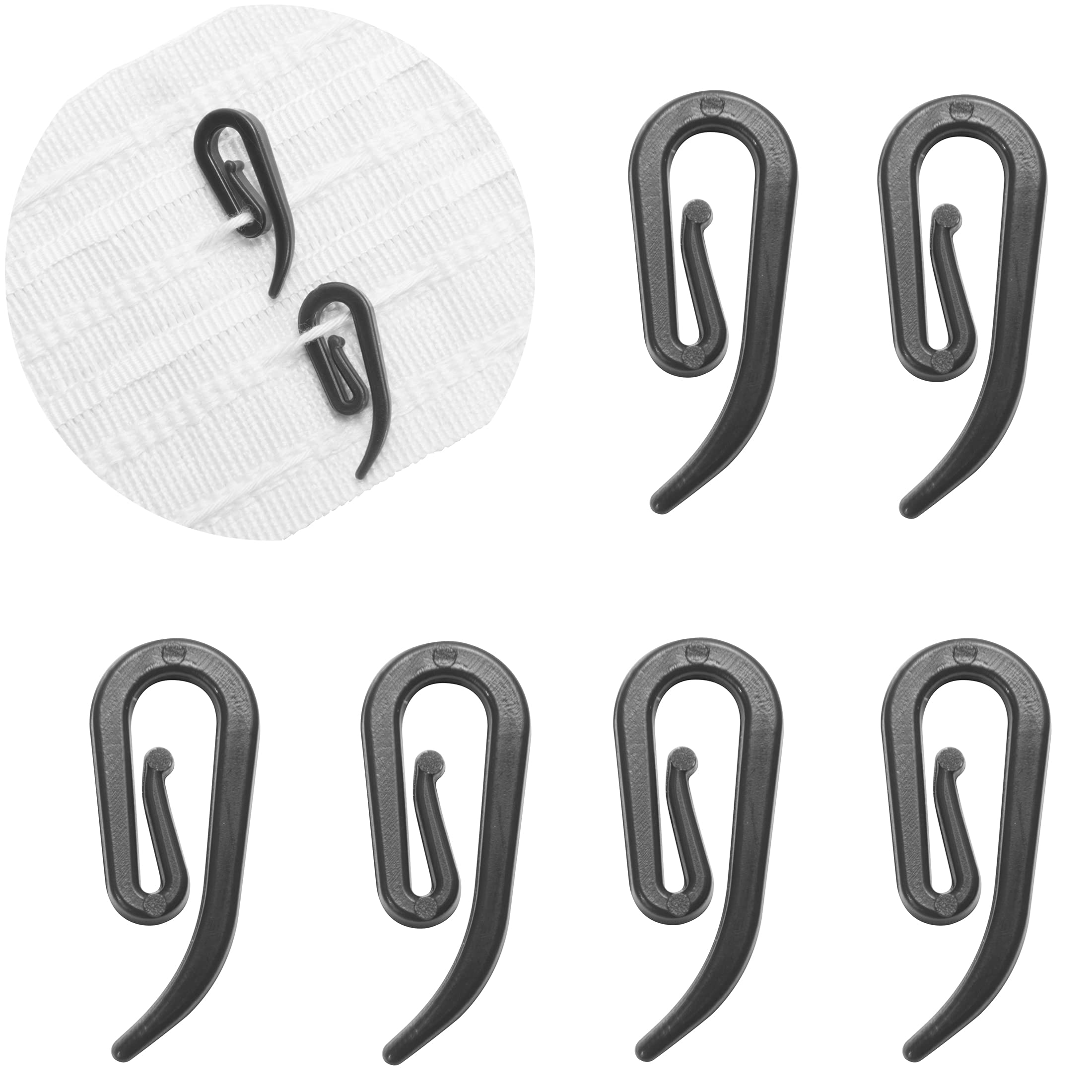 Curtain Hooks for Door Curtain,Window Curtain,Curtain Header Tape Drapery Hooks 100 Pack 2.8x1.2cm,Dark Grey……