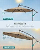 SONGMICS Cantilever Garden Parasol Umbrella 3m with LED Lights Taupe view 5