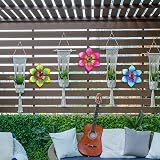 OFFCUP 3 Pack Metal Flowers Wall Decor Wrought Iron Colorful Garden Art view 7