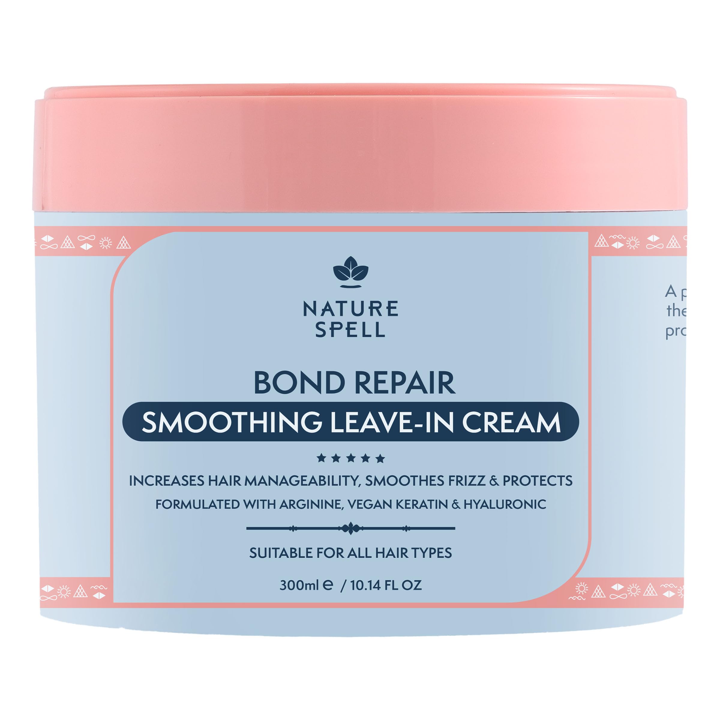 Nature Spell Bond Repair Leave-In Cream, Protecting & Repairing Hair Solution, Heat Protection,Infused with Arginine, Keratin & Hyaluronic Acid, Vegan, 300ml