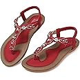 SHIBEVER Flat Sandals for Women Dressy: Summer Comfortable Dress Thong Flats Sandal