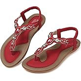 SHIBEVER Flat Sandals for Women Dressy: Summer Comfortable Dress Thong Flats Sandal