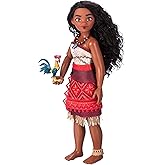 Disney Store Official Moana 2 Singing Doll - Poseable Disney Princess Toy with Authentic Costume, Heart of Te Fiti Necklace, Heihei Figure, Sings 'We're Back', Styled Hair, Window Packaging