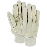 MAGID MultiMaster Cotton Clute Pattern Canvas Chore Gloves, 12 Pairs, Knit Wrist Cuff, Natural, T123
