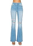 WAX JEAN Women's Destructed Flare Jeans in