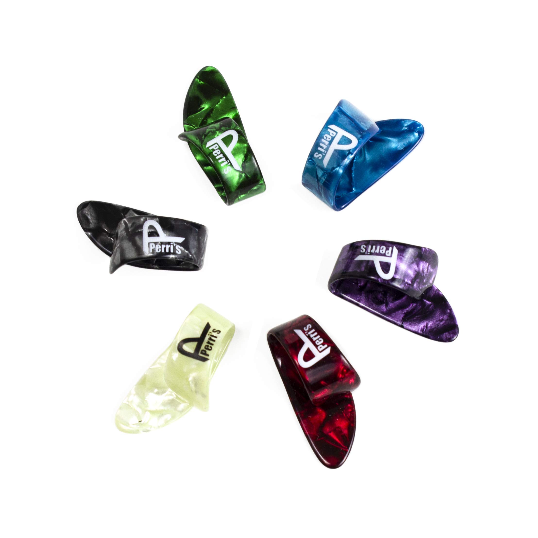 Perri’s Leathers Ltd. - Guitar Thumb Picks - Celluloid - Assorted colors - Medium 0.71mm - 6 Pack - For Acoustic/Bass/Electric Guitars - Made in Canada (CTP-AST1)