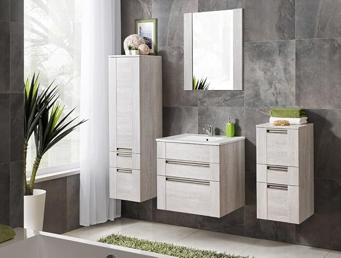 Comad Olivia Bathroom Furniture Set Complete Bathroom Set 5 Pieces with Washbasin 60 cm Pinie