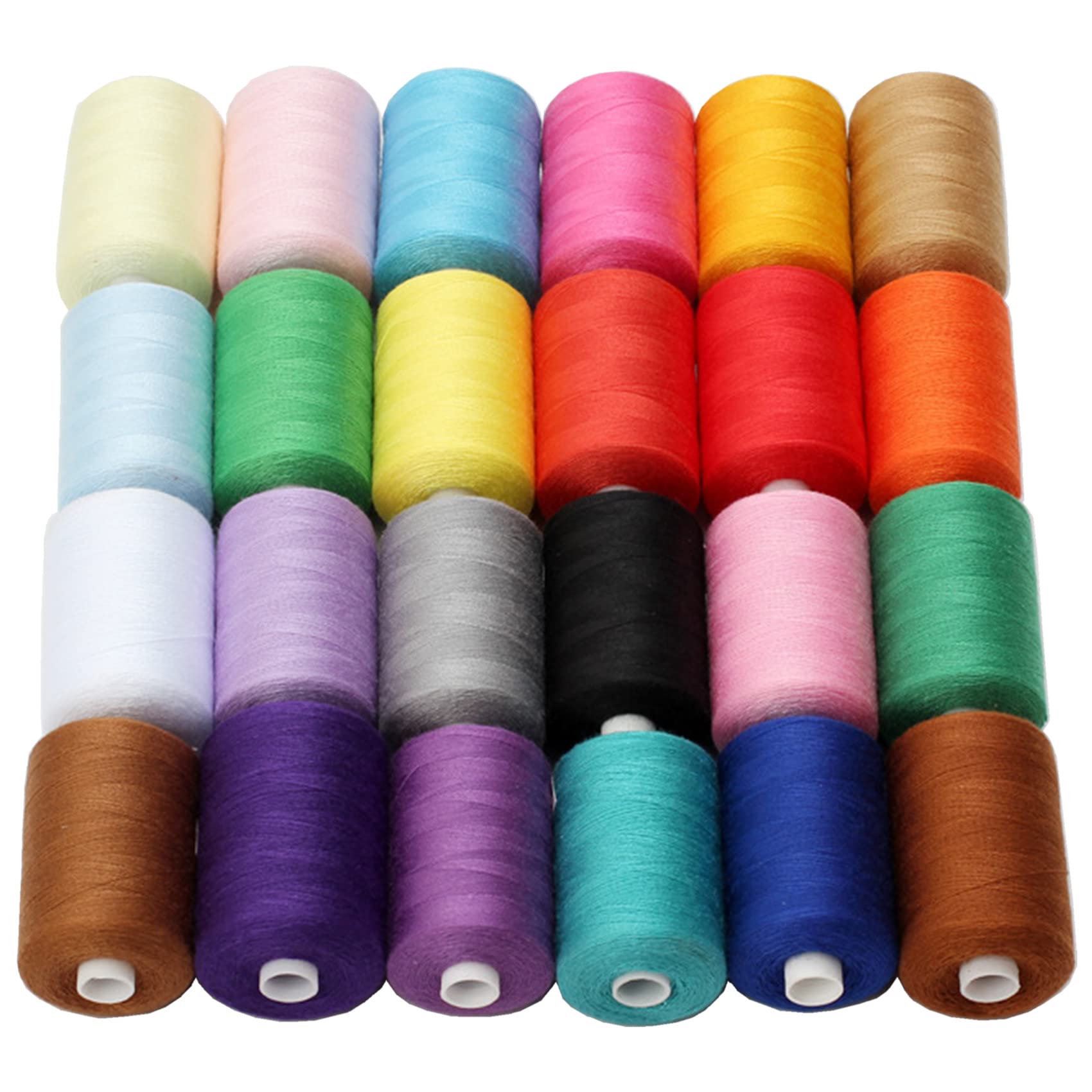 Simthread All Purpose Sewing Thread, 24 Spool 1000 Yards Polyester Thread for Sewing, Handy Polyester Sewing Threads for Sewing Machine（24 Colors）