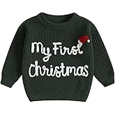 Doloame Infant Baby Girl Boy Christmas Knit Sweaters Long Sleeve Letter Embroidery Sweatshirt Newborn Fall Winter Clothes