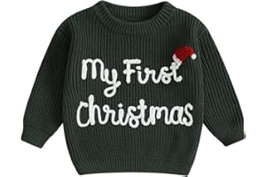 MA&BABY My First Christmas Sweater Baby Boy Girls Knit Sweater Christmas Outfits Letter Embroidery Pullover Tops