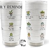 MOTERMATE Mental Health Plant 20oz Travel Tumbler, Inspirational Plant Lover Tumbler Gifts for Women, Positive Affirmations Daily Water Reminders Stainless Tumbler with Lid and Straw Drinkware