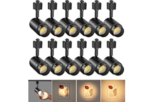 TuyuBEE Zoomable H Track Lighting Heads H Type Track Light Heads Dimmable LED Track Lighting Fixtures Ceiling Spot Light, H Style Track Heads for H Track Lighting Rails - Black CRI90 12W 12 Pack 3000K