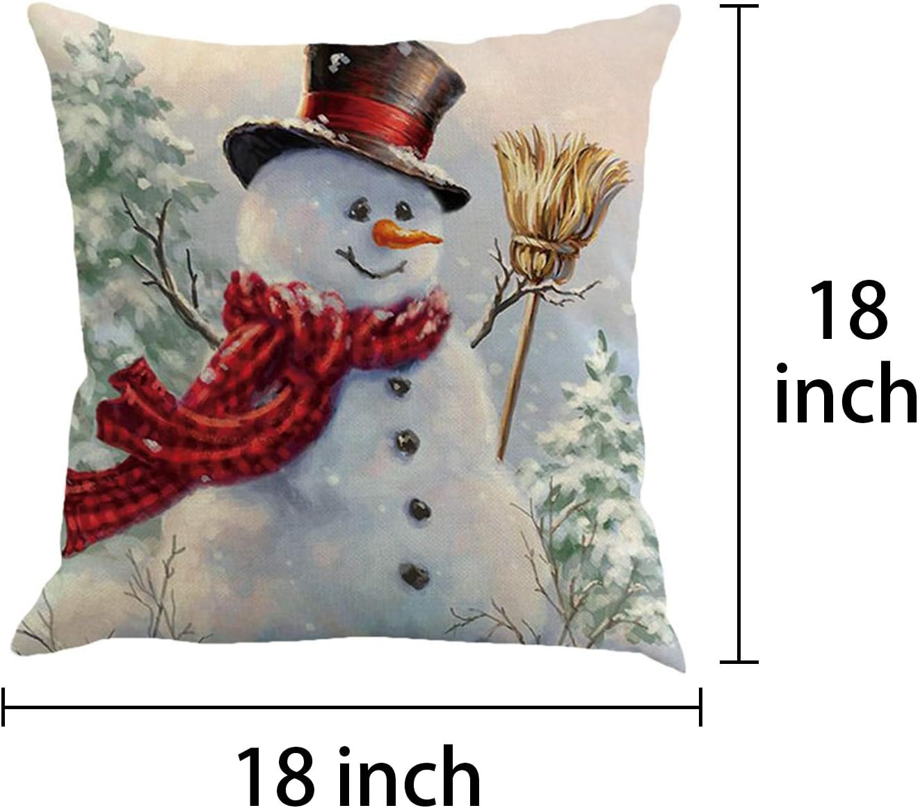 Korlon 4 Pcs Christmas Pillow Covers 18x18 Inch, Decorative Christmas Smile Snowman Pillow Covers, Linen Christmas Throw Pillow Covers Suit for Sofa, Couch, Bed and Car: Home & Kitchen