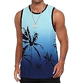 Bupekbee Mens Graphic Tank Tops Sleeveless Workout Gym Shirts Beach Hawaiian Coconut Tree Patriotic Style T-Shirt 2025