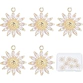 Beebeecraft Sunflower Charms 18K Gold Plated Brass Flower Charm for DIY Jewelry Earring Necklace Bracelet Making Finding