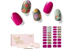 Nailog Semi Cured Gel Nail Strips 34 pcs| Long Lasting Nail Polish Sticker Wraps with Glossy Gel Finish, Retro Jungle
