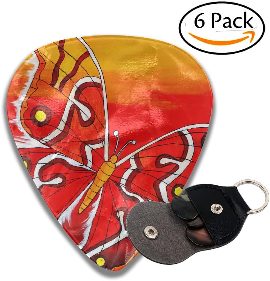 Unique Butterfly Art Designs Music Gifts Celluloid Guitar Picks - 6 Pack