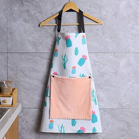 Amazon エプロン ハンドタオルエプロン女性 家庭ファッション印刷エプロン付きポケット防水耐油よだれかけ調理エプロンキッチン 焼く クリーニング 食器洗い q付き Color A エプロン オンライン通販
