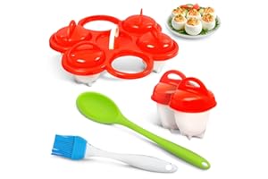 Egg Cooker for Hard Boiled Eggs - Egg Poacher Silicone Egg Molds Hard Boiled Egg Cooker Portable Steamer- No Shell Egg Poache