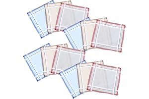 DEARMAMY 12pcs Men S Cotton Handkerchiefs Lightweight Square Sweat-absorbent Towels Mixed Colors and Portable