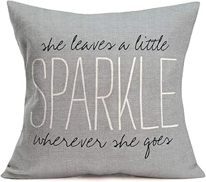 Aremazing Cotton Linen Throw Pillow Case Cushion Cover Home Office Decorative 18 X 18 Inches Gray Quotes She Leaves a Little Sparkle Wherever she goes