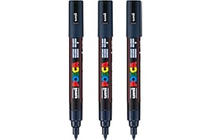 posca PC-5M Water-Based Paint Markers, Reversible Medium Tip (1.8-2.5mm), Navy Blue, 3 Count