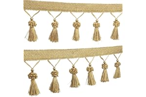 Kuasting Fringe Tassel Lace Trim 12.5 Yards Braided Hanging Beads Handwork DIY Craft Sewing Accessory Lace for Home Curtain T