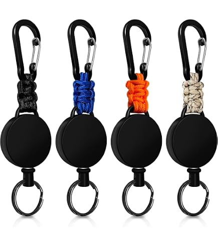 Pack 12 Llaveros Retráctiles Con Mosquetón – 6 Unidades + 6 Porta Tarjetas Impermeables (Colores Surtidos) Para Credenciales Y Llaves