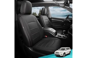 FEINEPRO Custom Seat Covers for Toyota Highlander 2014-2019 8 Seats Faux Leather Car Seat Covers Full Set Accessories, 3-Row Second Row 40/60 Split Bench - Black Red