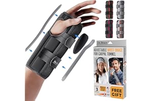 DR. BRACE Adjustable Wrist Brace Night Support for Carpal Tunnel, Doctor Developed, Upgraded with Double Splint & Therapeutic Cushion,Hand Brace for Pain Relief,Injuries,Sprains (S/M Right Hand, Black)