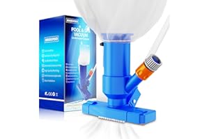 HAKAKIPOOL Pool Vacuum Cleaner for Above Ground Pool, 52" Telescopic Pole Jet Underwater Cleaner with 3 Scrub Brushes and Mesh Net, Portable for Spa Fountain Pond Hot Tub Lake, Attaches to Garden Hose (Blue)