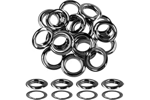 Hilitchi 40Pcs 1 Inch - 25mm Gun-Black Thicken Grommet Eyelets Metal Eyelets with Washers Assortment Kit, Hole Self Backing Eyelet for Bead Cores, Clothes, Leather, Canvas