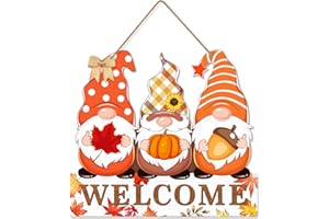 SIONOIUR Fall Welcome Door Sign Decor, Gnomes Fall Hanging Sign Thanksgiving Wooden Signs Decorative Wall Plaque, Rustic Front Door Yard Farmhouse Home Autumn Harvest Decorations