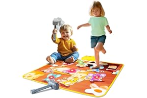 HmiL-U Whack a Mole Game Mat for Kids Ages 3-6 |Pounding Game for Kids with LED Lights & 2 Hammers|Interactive Educational Toy with Sound and Light|Christmas Birthday Gifts for Toddlers