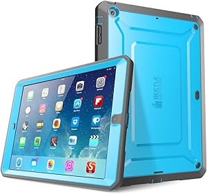 iPad Air Case, SUPCASE Heavy Duty Beetle Defense Series Full-Body Rugged Hybrid Protective Case Cover with Built-in Screen Protector for Apple iPad Air (Blue/Black, not fit iPad Air 2)