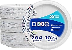 Dixie 10 Inch Paper Plates, Dinner Size Printed Disposable Plate, 204 Count (3 Packs of 68 Plates)