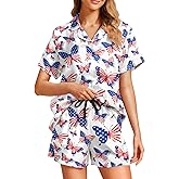 DOPINDU Funny Pajamas for Women Set Print Satin Loungewear Pjs Short Sleeve Button Down Top and Shorts Sets Sleepwear XS-3XL