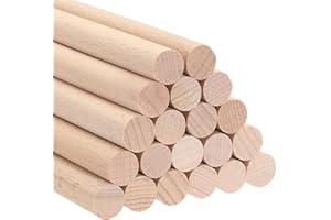 ALBO 1/2" x 24" Wooden Dowel Rods Set - 25 Pack Birch Natural Thin Hardwood Craft Rods Furniture Parts Hangers Toys Smooth Fi