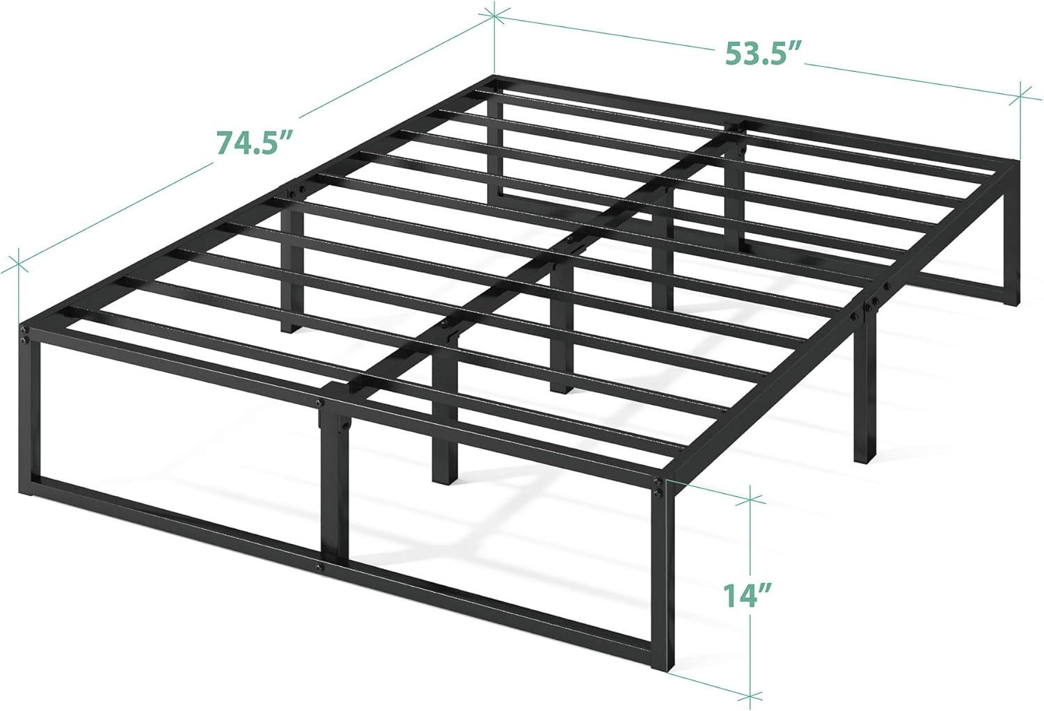 Zinus Lorelai 14 Inch Metal Platform Bed Frame / Steel Slat Support / No Box Spring Needed / Underbed Storage Space / Easy Assembly, Full: Furniture & Decor