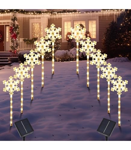 Solar Snowflake Pathway Lights – 10 Pack, Waterproof LED Outdoor Decor For Christmas & Garden