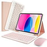 LAMA Keyboard Case with Mouse for iPad (A16) 11th Gen 2025 /10th Gen 2022, Magnetic Case with Keyboard for iPad 11-inch (A16) / 10.9-inch 10th Generation, Thin & Light Cover with Pencil Holder, Pink